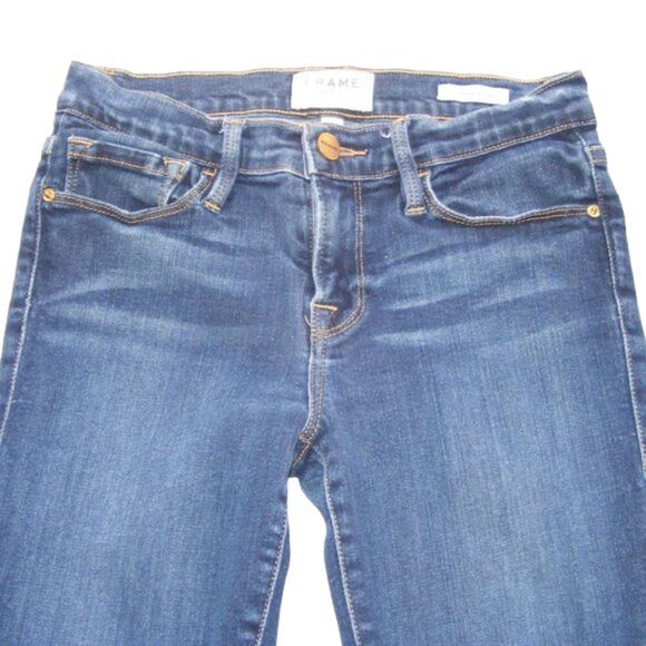 FRAME Jeans, 26, Le Skinny de Jeanne, Dame Dark Blue Wash, Low Rise, Zipper - Picture 2 of 12